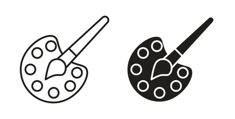 Palette icons in line designs. solid silhouette style in black