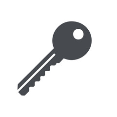 Simple Flat Icon of a House Key, Isolated on White Background