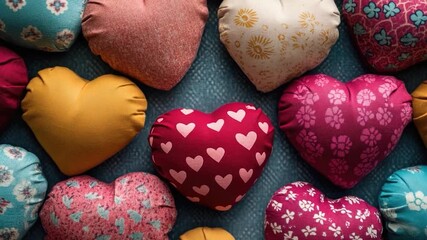 Video A collection of hearts scattered across a soft blanket