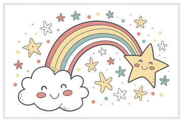 Cute Kawaii Doodles Set cute doodles, cute illustration, kawaii art,