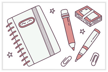 Cute Kawaii Doodles Set cute doodles, cute illustration, kawaii art,