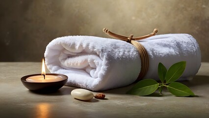 Spa Towels and Candle Still Life