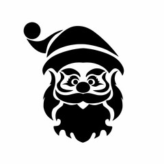 Santa Claus Face Silhouette Festive Christmas Vector Illustration