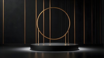 Black Stage with Gold Ring