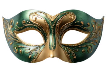 Emerald Green and Gold Venetian Mask for Masquerade