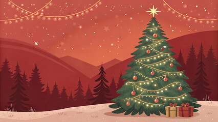 Fototapeta premium christmas tree in snow
