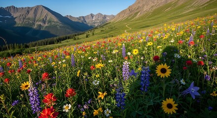 Obraz premium Vibrant Wildflower Meadow in Colorados High Country.