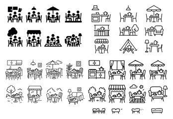 Various simple dining icons collection