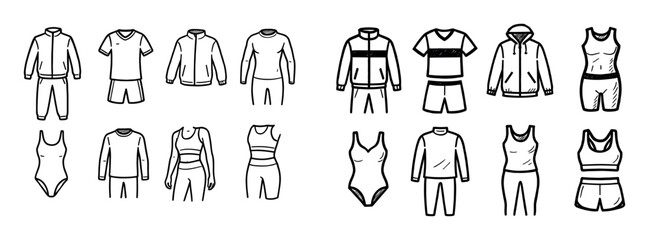 Sportswear Sketch Icons