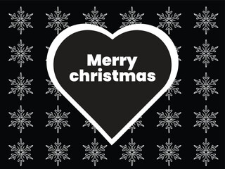 Merry Christmas Heart with Snowflake Background