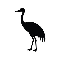 Obraz premium Elegant silhouette of a crane standing gracefully in profile view