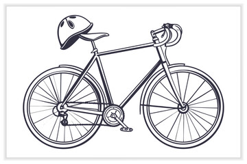 Cycling Equipment and Bicycle Parts Illustration Set Helmets, Wheels, Tools, Bike Accessories