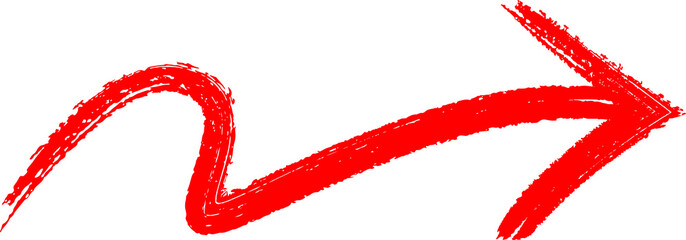 A vibrant red brushstroke forms a dynamic curved arrow on black background