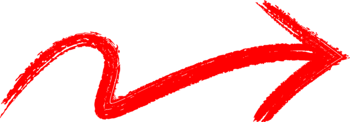 A vibrant red brushstroke forms a dynamic curved arrow on black background