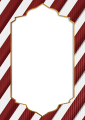 Red White strip and Gold Christmas Frame Border background 