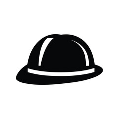 Fototapeta premium Black hard hat safety equipment icon symbol for construction and industrial workers protective gear