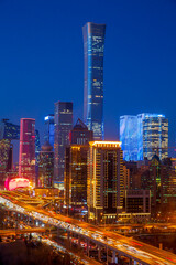 Naklejka premium Beijing CBD skyline night view, China