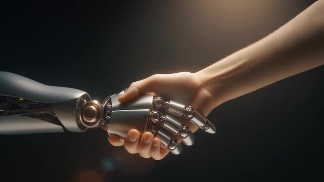 Robot turning human into cyborg
