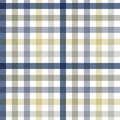 Seamless Plaid Tartan Pattern in Muted Blue, Yellow, and White Hues