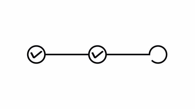 animated timeline infographic showing animation  step-by-step processing with looping progress checkpoint with a transparent background in 4K animation 
