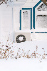 Residential heat pump in winter.