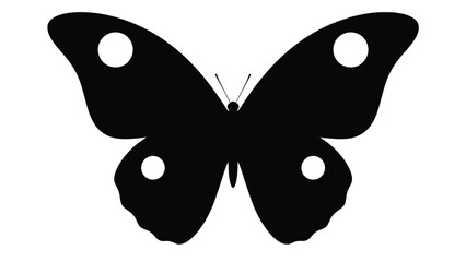 A simple black silhouette of a butterfly with circular markings on its wings © MdMostafa