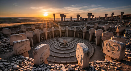 stone circle at sunlit ruins