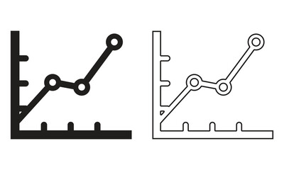 Two contrasting line graph icons showing upward trend isolated on white background