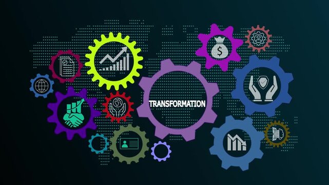 Digital transformation animation video showcasing international standard organization ideas, global internet networks, and advanced technology-driven business evolution.