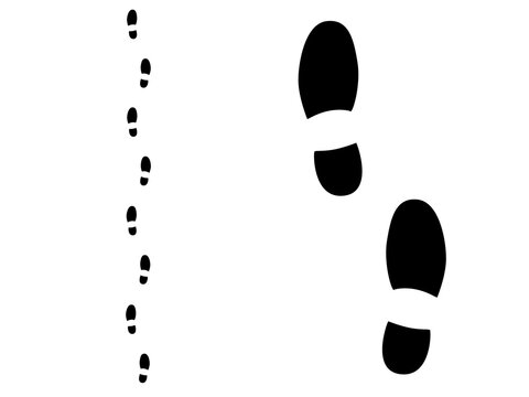Human shoe prints. A trail of boot prints. Illustration on a transparent background