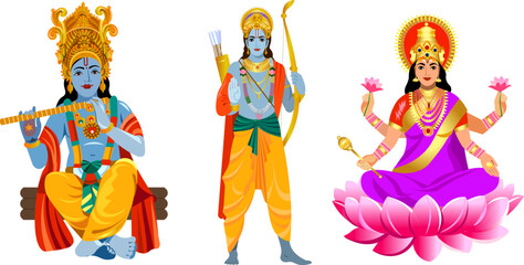 indian god  krishna rama lakshmi