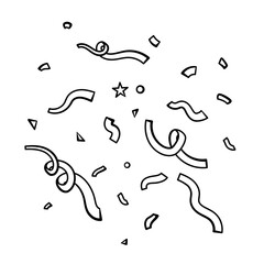 Doodle confetti elements - curls, circles, stars. Illustration on a transparent background isolated on white background
