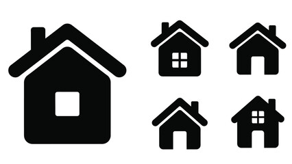 Simple black house icons a collection of various home silhouettes