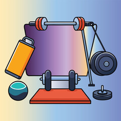 Vector illustration of a set of metal dumbbells for gym fitness and health exercise equipment