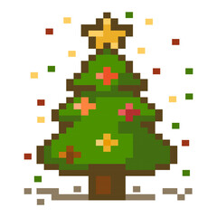 Pixel Christmas Tree With Star