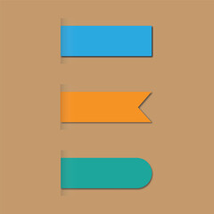 Colorful Web Banners or Sticky Notes with Subtle Shadow Effect. Set of Three.
