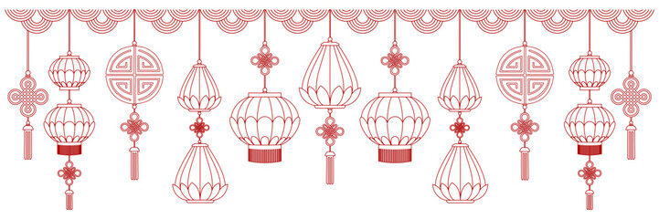 Chinese lantern collection set, Chinese new year elements vector.eps