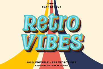 Retro Vibes 3D Editable Text Effect Template Premium Vector