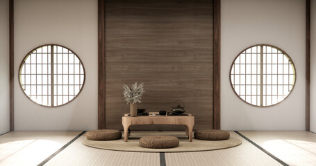 mock up, Japanese empty room tatami mat Designing the most beautiful. 3D rendering © Interior Design