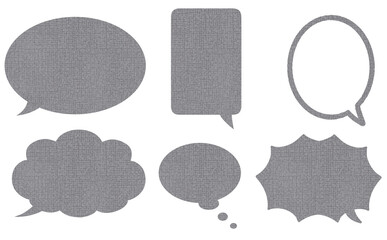 無彩色布テクスチャのフキダシセット