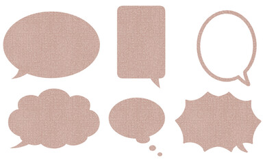 ピンク系布テクスチャのフキダシセット