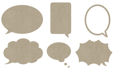 茶系布テクスチャのフキダシセット