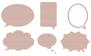 ピンク系木目テクスチャのフキダシセット