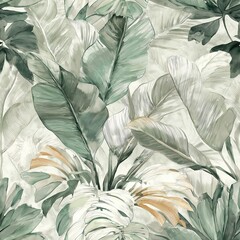Seamless leaves pattern illustration with natural botanical shapes and clean artistic style.