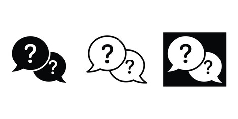 Comment question icon, Question mark speech bubble icon set.