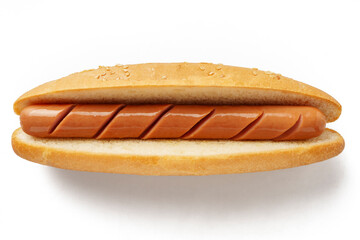 Closeup Classic Hot Dog Isolated on White