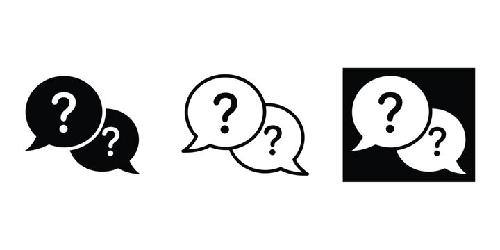 Comment question icon, Question mark speech bubble icon set.