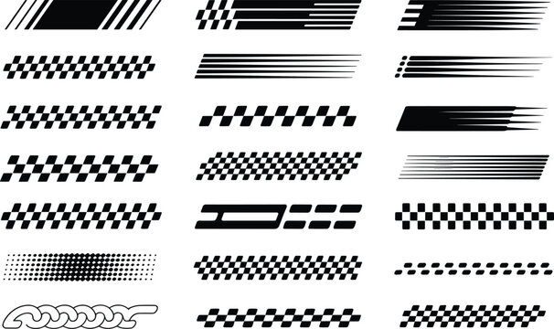 Black and white racing stripes and patterns checkered flag