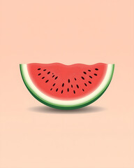 Minimal Watermelon Slice on Pastel Background