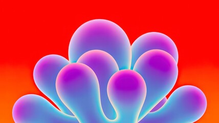 Gradient fluid blobs in vibrant purple and blue against red